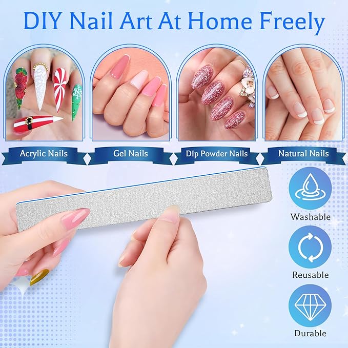 BLESWIN 25PCS Nail File Professional, 100/100 Grit Nail Files Reusable for Acrylic Nail, Double Sided Nail File for Fake Nail, Suitable for Nail Tech or Pet