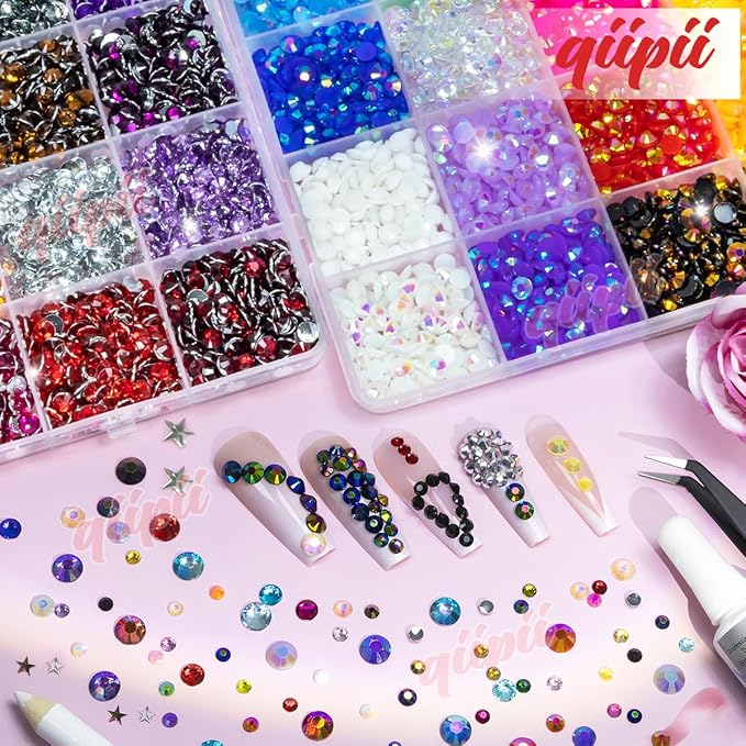 48 Color 5mm Jelly AB & Crystal Colorful Resin Rhinestones for Bedazzling Crafting SS20 Flatback Stones Gems Diamonds Charms for Nails Eyes Face Makeup Beauty Tumblers Bottles DIY Crafts Shoes