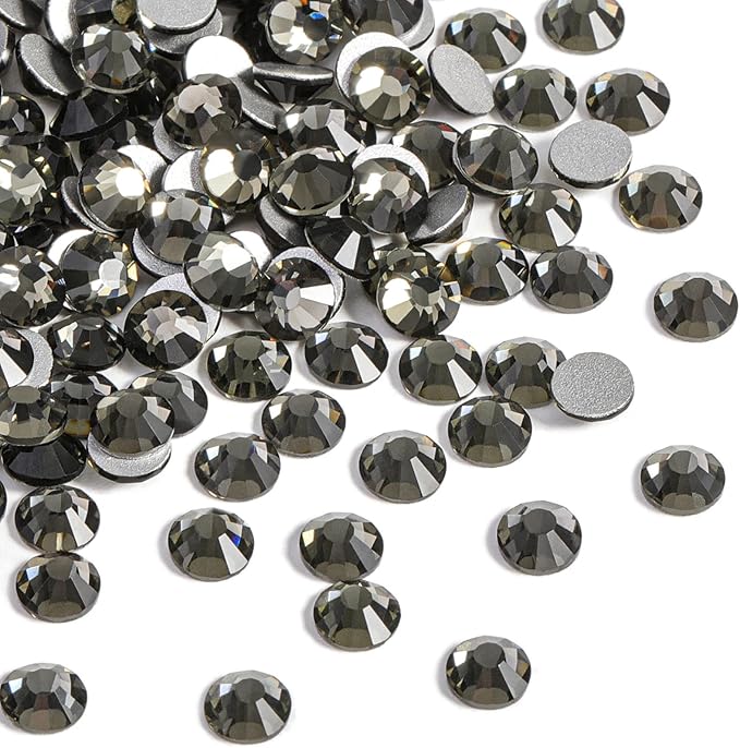 Beadsland 2880pcs Flat Back Crystal Rhinestones Round Gems for Nail Art and Craft Glue Fix,Black Diamond,SS10,2.7-2.9mm