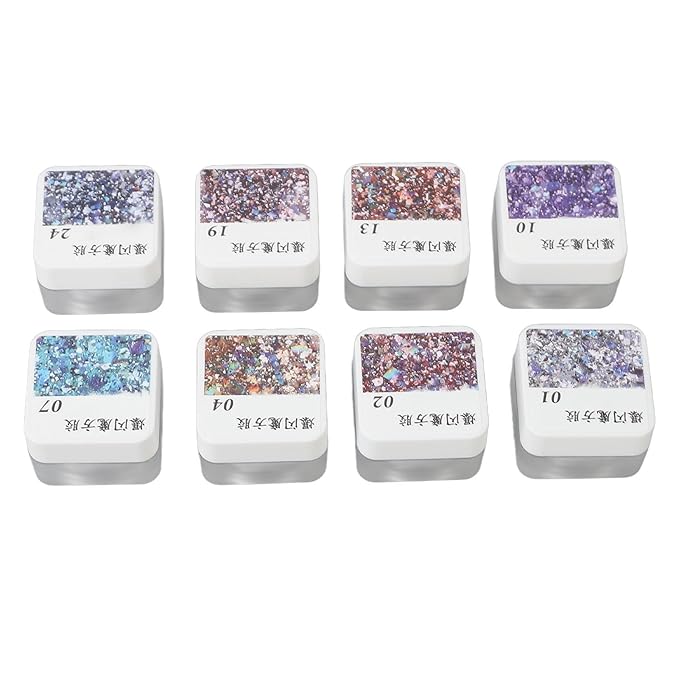 Nail Polish Glue Set 8 Colors Glitter Sparkling Sequins Nail Art Gel Paint for Nail Salon