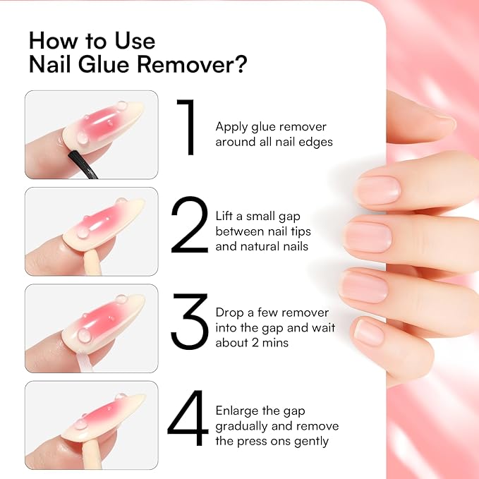 Makartt Nail Glue with Remover Kit: Super Strong,Quick Dry Nails Adhesive for Press-Ons 7ML, with Press on Nail Glue Remover, 30ML Fast Removal Debonder with 2 Droppers DIY Manicure at Home Salon
