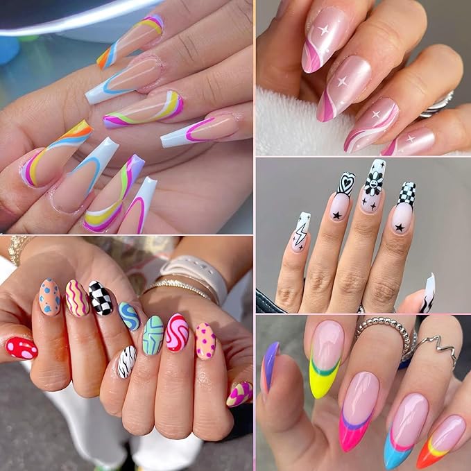 Nail Art Pens for Nail Painting, 12 Colors 0.7mm Nail Art Marker Pens for Valentine' Day Painting Nail Point Graffiti Dotting Liner Pen for Home Salon Quick Dry Manicure