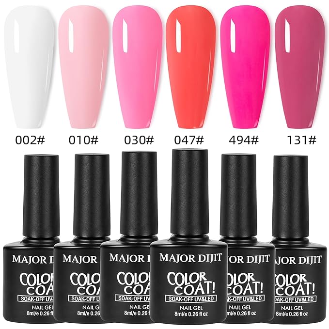 Major Dijit Acrylic Nail Kit with Drill - Complete Starter Set for Beginners White Pink Clear Acrylic Powder, 6 Gel Polish Colors, UV LED Light, Nail Decorations & Salon Tools | Home Manicure Gift Set