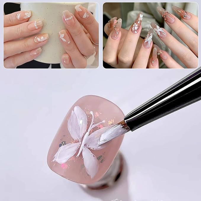 SILPECWEE Nail Brush for Drawing Petals and Butterflies, Acrylic Nail Art Paint Brushes Manicure Brush Nails Design Tool for Women Watercolor Paint & Oil Painting - Black Marble