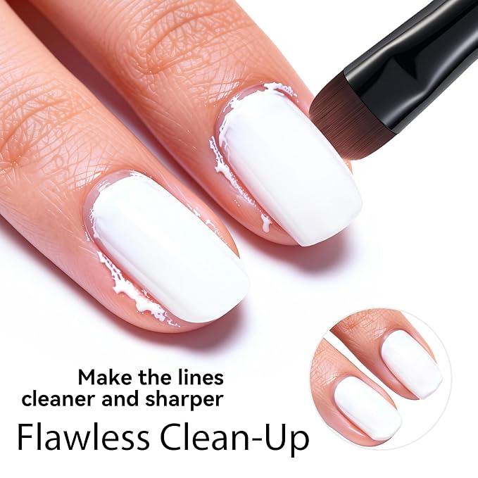 Nail Brush for French Tips & Cleaning Gel Polish- Precision Thin Brush for Acrylic, Polygel - Professional Kolinsky Sable Nail Art Brush (Black, F14)