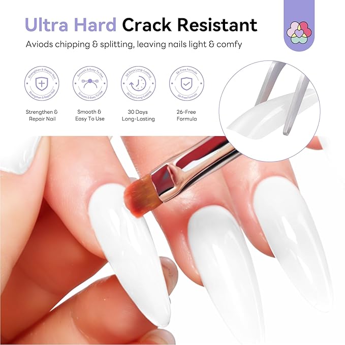SAVILAND 5-IN-1 Ultra Hard Builder Nail Gel: 120 g Large Capacity Milky White U V Need Hard Gel for Nails Nail Extension Strengthen Thickening Durable Hard Gel Easy Nail Art DIY Home Use
