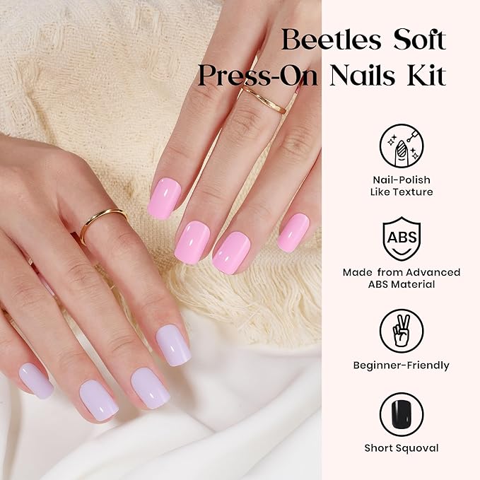 Beetles Press On Nails Kit - Prism Pop | 720Pcs 24 Colors Short Square Press On Nails | 15 Sizes Glossy Matte Glitter With Nail Glue & Nail Tabs Stickers, Fake Nails Kit Art For Women