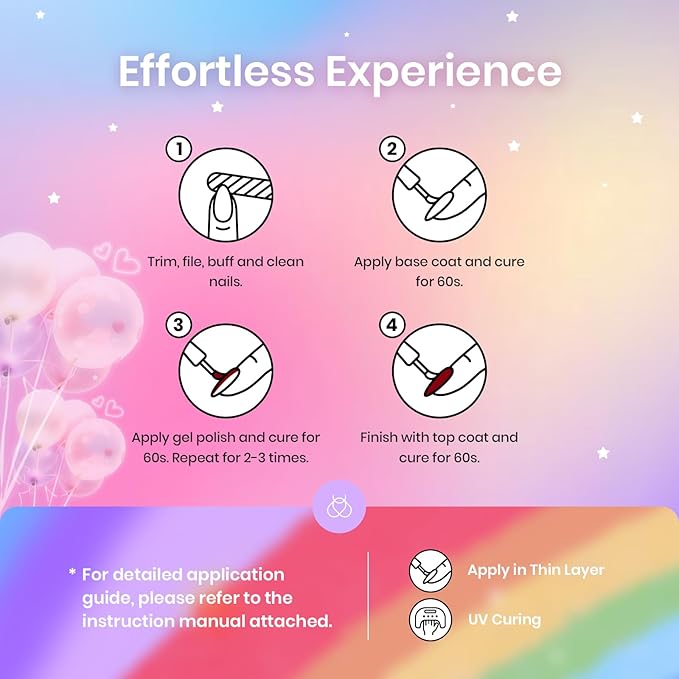 Beetles Rainbow Gel Polish Set, 20 Colors Glitter Pink Red Green Blue Bright Rainbow Collection Colorful Gel Polish Nails Sparkle Gel Base Glossy & Matte Top Coat UV Gel Spring Gift for Women & Girls