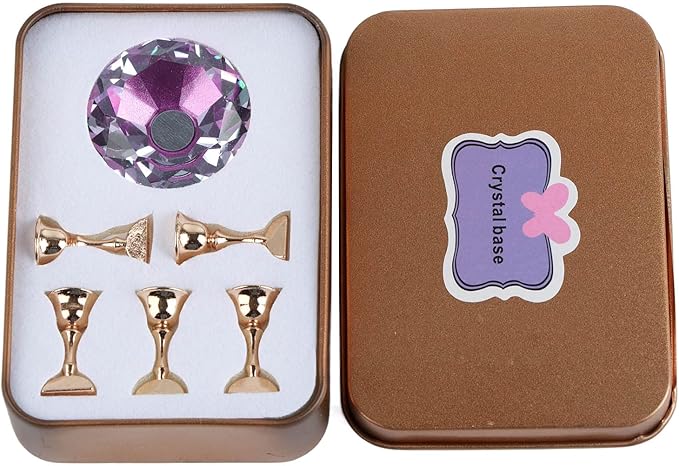 Semme Crystal Nail Stand,Nail Art Tip Holder Display Stand, Magnetic Alloy Nail Tips Stand Base for Salon DIY and Practice Manicure Tools()