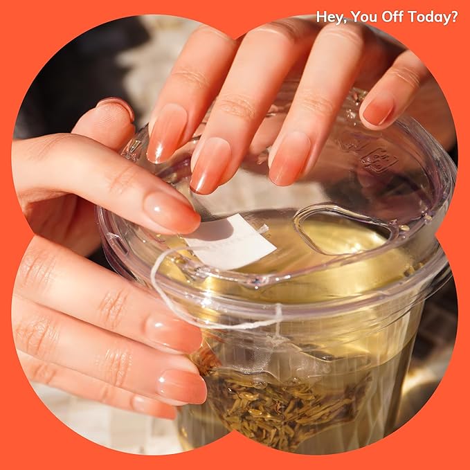 Heyhae Semi Cured Gel Nail Strips | No LED Lamp Needed | Ombre, Pink, Spring | Easy Apply & Remove, Salon Quality | Includes 28 Strips, 1 Prep Pads, Nail File & Wooden stick - Hey, You Off Today?