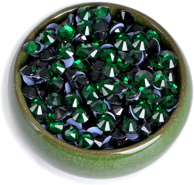NCB 2880pcs Hotfix Crystal Rhinestones for Clothes Crafts, Hot Fix Glue on Flatback Crystals, Iron on Crystal Rhinestone (Emerald, SS4 1.6mm)