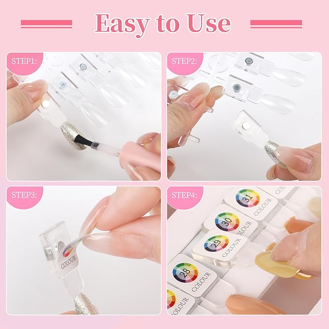 ANGNYA Magnetic Nail Swatch Book, 144 Nail Color Book Leather Nail Sample Display Book with144 Magnetic Tips & 1-240 Number Labels, Perfect for Professional Salon Nail Art Color Chart & Practice Stand