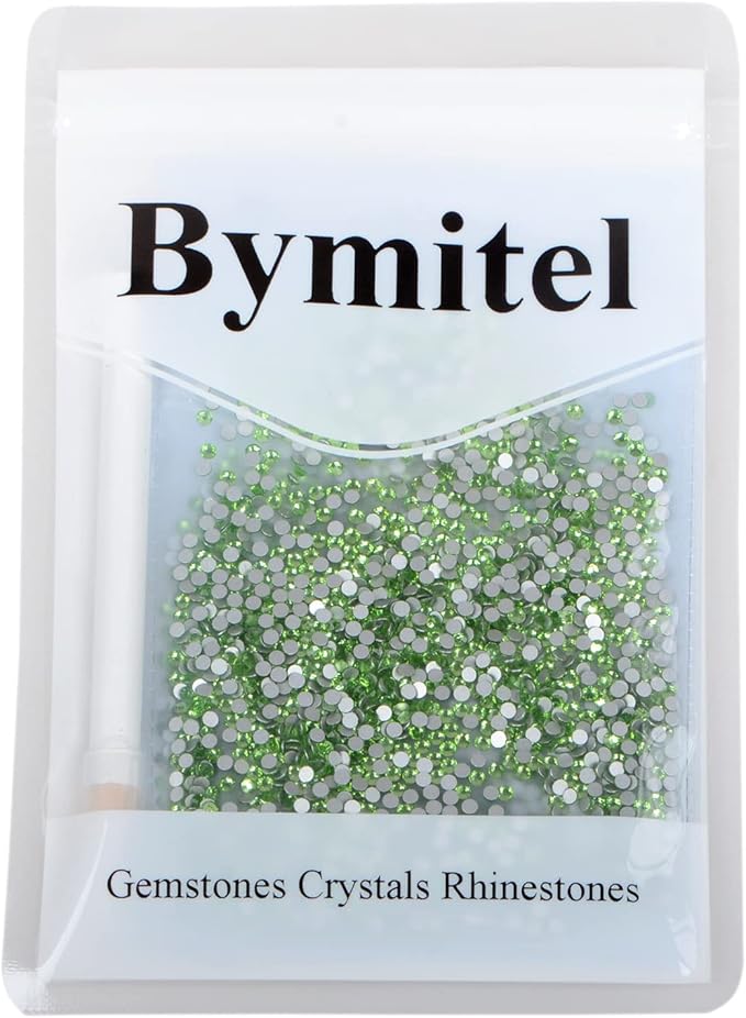 2880PCS Art Nail Rhinestones Non Hotfix Glue Fix Round Crystals Glass Flatback for DIY Jewelry Making with one Picking Pen (ss8 2880pcs, Peridot)