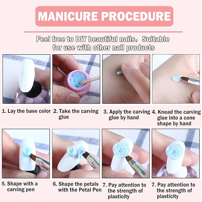 12 Colors Sculpture Painting Set, 3D Nail Art Set with Carved Painting Pen, Salon Creative DIY Gel Nails