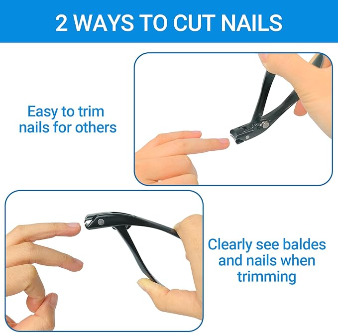 Long Handle Toenail Clippers for Seniors Ultra Wide Jaw Opening Toe Nail Clippers Set for Thick Toenails Sharp Professional Fingernail Cutters Trimmers for Men Women - Black