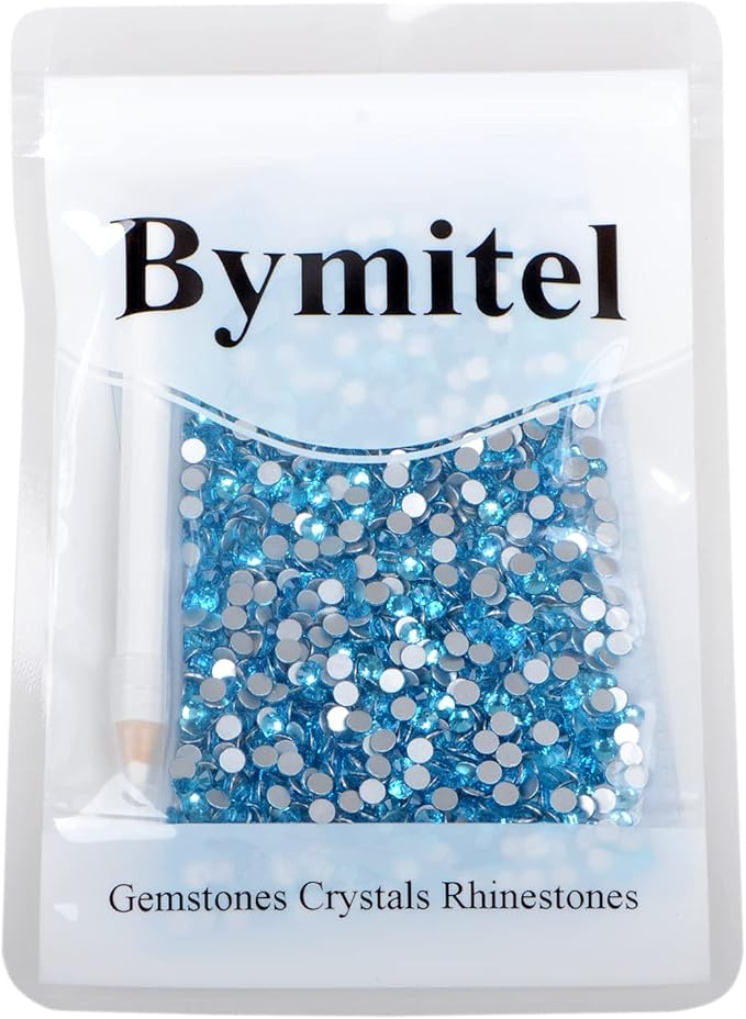1440PCS Art Nail Rhinestones Non Hotfix Glue Fix Round Crystals Glass Flatback for DIY Jewelry Making with one Picking Pen (ss16 1440pcs, Aquamarine)