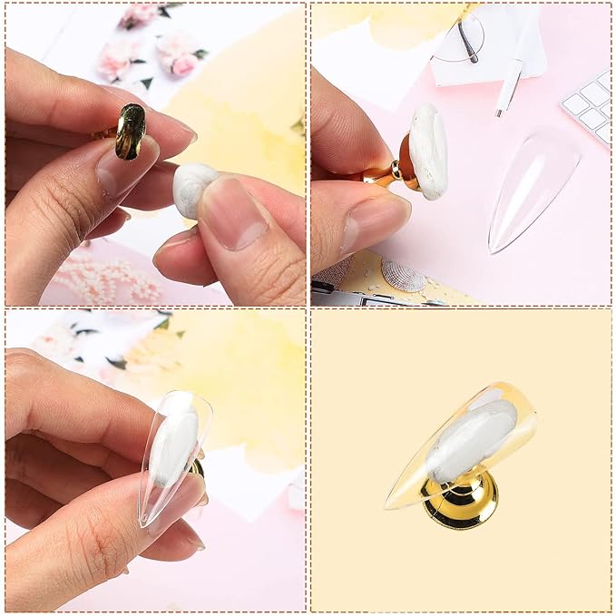 Etercycle Nail Stand Press On Nail Stand Nail Holder for Painting Nails Magnetic Nail Tips Practice Stands with 80Pcs Reusable Putty (Gold)