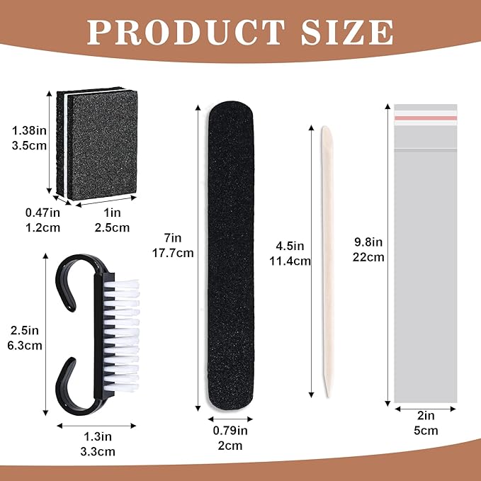 50 Sets Disposable Manicure Kit Basics 4 Piece Nail Kit for Travel,Handle Grip Brush,Mini Nail Buffer Nail File and Wood Stick for Gifts Salon Home Professional(50 Set-Black)