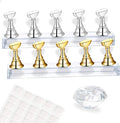 Nail Holder for Nail Art Practice, Nail Stands for False Nails Painting, 30 pcs of adhesive putty 1 Crystal Base 2 Sets Magnetic Acrylic