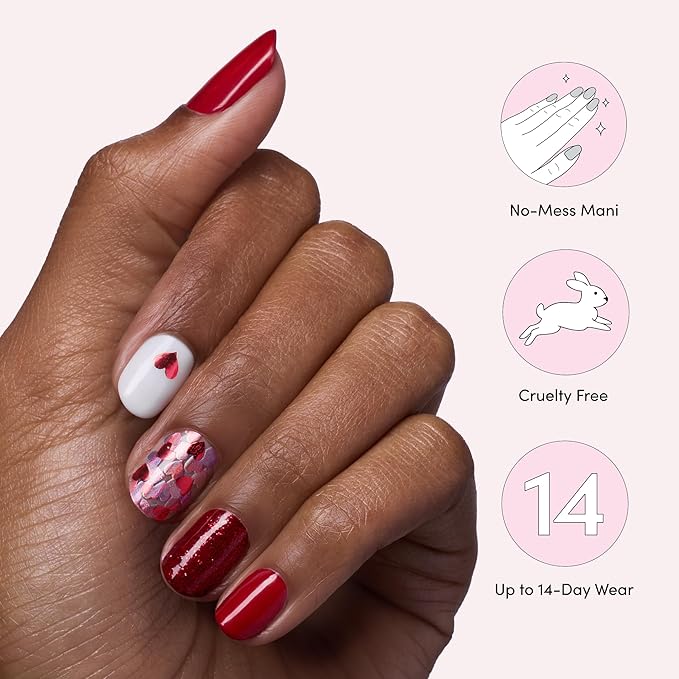 Dashing Diva Gloss Nail Strips - Girl Crush - UV Free, Chip Resistant, Long Lasting Gel Stickers - Contains 32 Wraps, 1 Prep Pad, 1 File