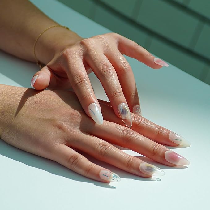 Heyhae Semi Cured Gel Nail Strips | No LED Lamp Needed | Glam, Pink, Spring | Easy Apply & Remove, Salon Quality | Includes 28 Strips, 1 Prep Pads, Nail File & Wooden Stick - Hey, The Night is Young