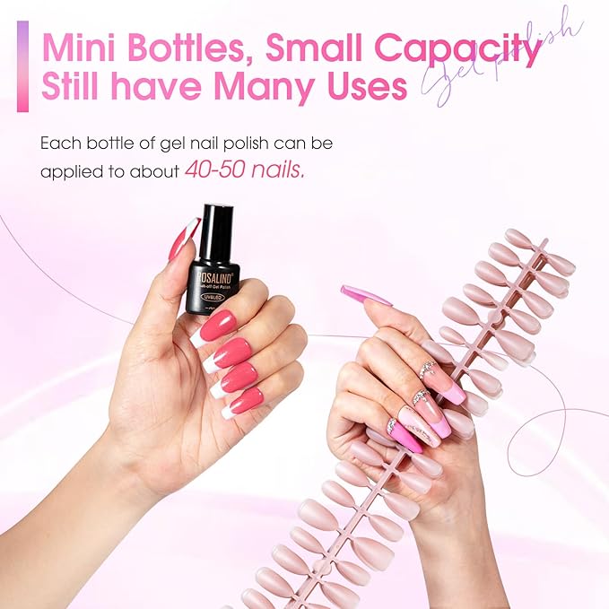 ROSALIND 30pcs Gel Nail Polish Set, 26 Colors Gel Polish with 3Pcs Glossy Matte Glitter Top Coat and Base Coat All Seasons Nude Blue Red Gel Nails art Kit DIY Salon at Home (Pack of 2)