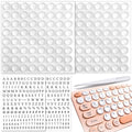 128pcs Raised Keyboard Sticker for Long Nails, Self-Adhesive Keycap Riser with Letter Decals, Silicone Keyboard Cover for Nail Art Typing Gaming- Clear