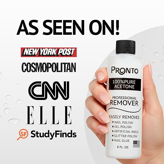 Pronto 100% Acetone Gel Nail Polish Remover - Gel Polish Remover for Nails | Acetone Nail Polish Remover & Acrylic Nail Remover for Removal of Glue, Gel & Dip | Gel Nail Remover, 12 Fl oz