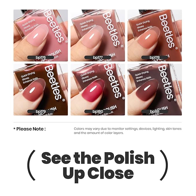 Beetles Jelly Nail Polish Set, 6 Colors Sheer Pink Nail Polish Long Lasting & Quick Dry Clear Jelly for Valentines Women, Pink Nail Strengthener Polish for Salon DIY Manicure Set