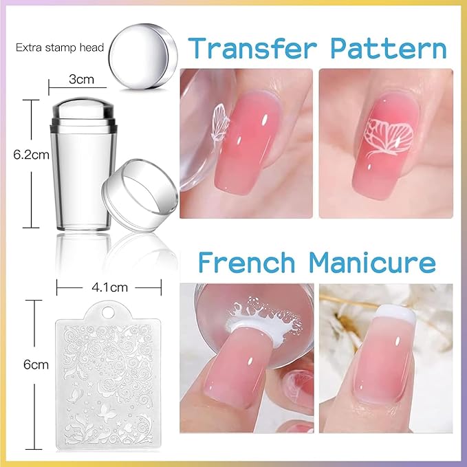Biutee Nail Stamping Plate 15PCS Nail Stamper Kit Nail Art Stamping Plates Set with Nail Stamper, Scraper & Storage Bag, Nail Stamping Kit Star Bowknot Love Butterfly Leaf Design Template