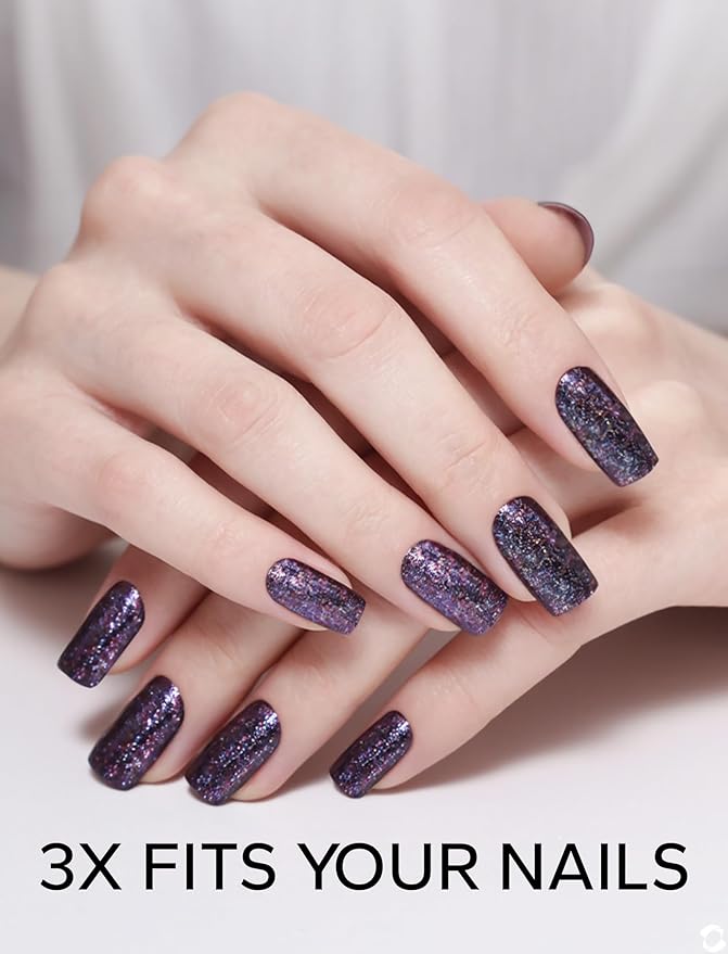 Nail Polish Strips – 32PCS UV Free Salon Quality Wraps, Long Lasting Gel Nail Stickers for Women (Garnet Glimmer)