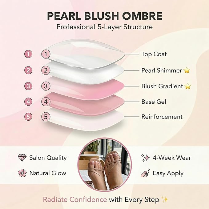 Dusty Rose Ombre French Tip Toe Nail Press Ons, 150PCS Square Full Cover Soft Gel Toe Nail Tips, 15 Sizes for Wide Toenail Beds, Pre-Shaped for DIY French Pedicure & Salon