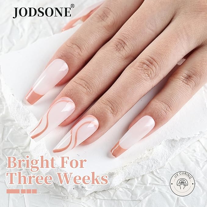 JODSONE Nude Swirl Nail Art Liner Gel Polish,10ml Classic Color 3D Nail Art Pens Effect Nail Print Design with Thin Brush for French Tips Manicure Painting DIY at Home - LB04