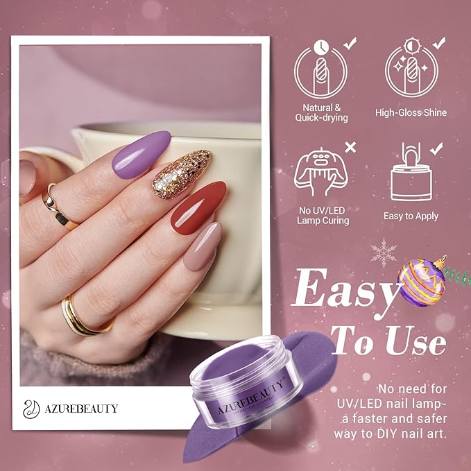 AZUREBEAUTY 170Pcs Dip Powder Nail Kit, 36 Colors Fall Winter Red Glitter Brown Christmas Dipping Powder Starter with Top/Base Coat Activator & Removal Accessories Set for French Manicure Salon