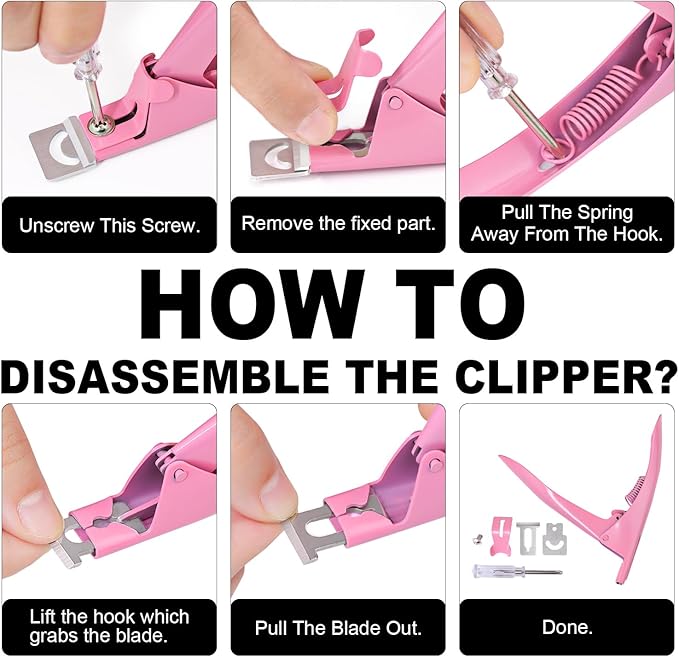 Light Pink Metal Premium Adjustable Nail Clippers with Magnet Sizers for Acrylic Nails, Professional Stainless Steel Fake False Nail Tip Clipper Cutter Trimmer, Manicure Tool for Salon Home Nail Art