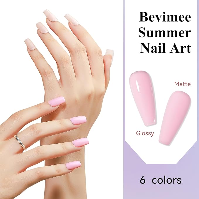 Nail Polish Set 6 Colors Pastel Quick Dry Nail Lacquer Sheer Pink, Purple, Blue, Nude Fast Dry Fingernail Polish Bulk DIY Salon Gift for Women Spring Summer Colors,8lm/0.27fl.oz