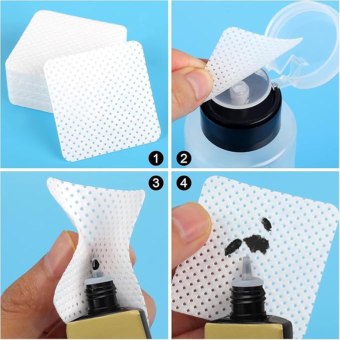 1200 PCS Lint Free Nail Wipes,Non-Woven Fabric Nail Cleaning Pads Lash Extensions Glue Cleaning Wipes,accompanied by 1 Empty Pump-Style Bottle Dispenser Nail Care Set (White)