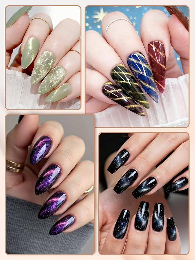 EBANKU Cat Eye Nail Magnet Set, 28PCS Cat Eye Gel Nail Polish Magnet for Nails, 3 IN 1 Heart Magnets for Cat Eye Gel Polish, Cat Eye Magnets Sticks French Nail Design Tools Nail Art Accessories