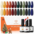 Modelones Gel Nail Polish Set, 12 Colors Christmas Winter Nude Brown Gel Polish Yellow Pumpkin Orange Sage Green Blue Wine Dark Red Nail Gel Polish Set Soak OFF LED Nail Art Gel Nail Gift Salon DIY