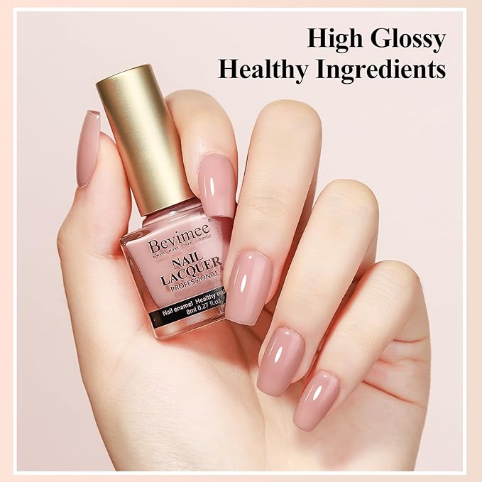 Nude Nail Polish Set: Quick Dry Pink Nail Lacquer Non Gel Regular Sheer Colors White Light Pink Natural Fingerpolish Fast Drying DIY Valentine's Day Gift for Women, 6 Colors 8lm/0.27fl.oz