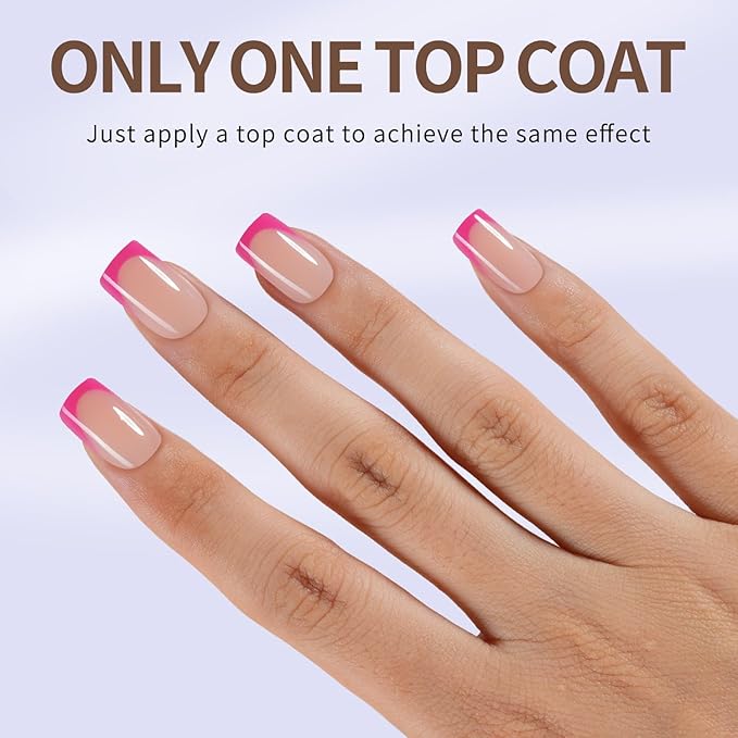 Misssix French Gel Nail Tips, 160Pcs Purple French Tip Press on Nails Short Square, No Need to File Tips Pre-lasting, Fake Nails for Nail Art DIY 16 Sizes
