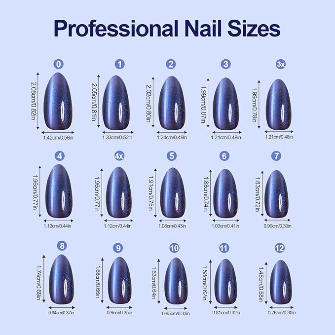 150Pcs Cat Eye Press on Nails Medium Almond, Soft Gel Fake Nails, Glossy Glitter Cat Eye Nail Tips for Women and Girls Stick On Nails in 15 Sizes