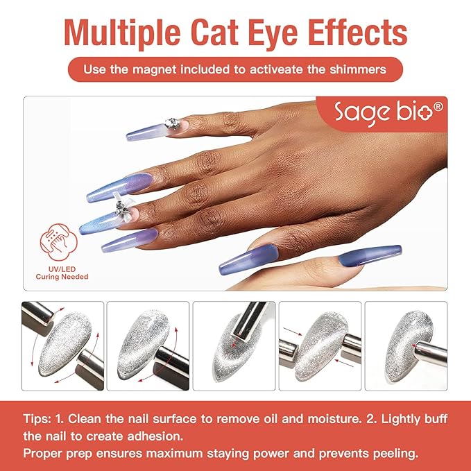 Cat Eye Gel Nail Polish 15ml Void Orchid, Magnetic Gel with Glass Bead Effect, Soak Off UV LED Nail Gel, Easy Home DIY Manicure