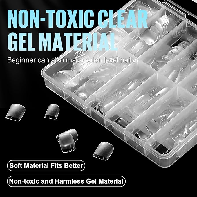 TOMICCA Extra Short Square Nail Tips, Half Matte Acrylic Gel Nail Tips, 360Pcs Full Cover Pre Shaped 12 Sizes Fake Nails for Beginner and Professional DIY Nail Salon
