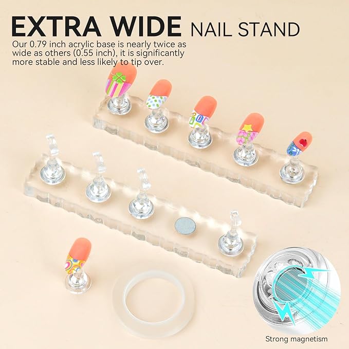 50 PCS Nails Packaging Bags with Nail Stand for Fake Nail, Holographic Press On Nail Storage Container Nail Art Kit for Diy Design,Nail Cardboards with 2 Double-sided Adhesive Tape Salon Home