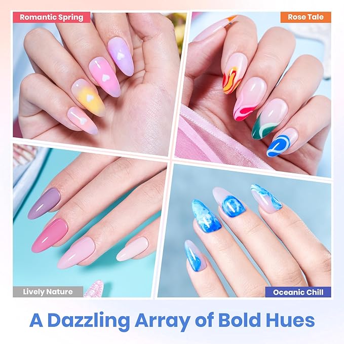 Beetles 119 PCS Gel Nail Polish Set - 100 Colors Spring Nail Polish Kit Cat Eye Pink Blue Jelly Glitter Pearl Gel Polish & 5Pcs Base Top Coat Soak off UV Manicure Nail Art Home Easter Gifts for Women