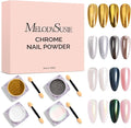 MelodySusie 4Pcs Chrome Nail Powder for Gel Nails, Aurora Fine Glitter Powder Mirror Effect Pigment Pearlescent Mermaid Pigment Pearl Glitter for Home DIY Salon Use