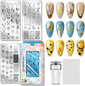 PH PandaHall 3pcs Moon Star Nail Stamping Plates, Mysterious Star Moon Line Nail Art Templates Stainless Steel Image Plate Art Stencils with Tools for Women DIY Print Manicures Salon Design Supplies