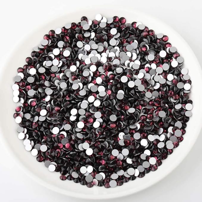 Beadsland 576pcs Flat Back Crystal Rhinestones Round Gems for Nail Art and Craft Glue Fix, Amethyst, SS30,6.3-6.5mm