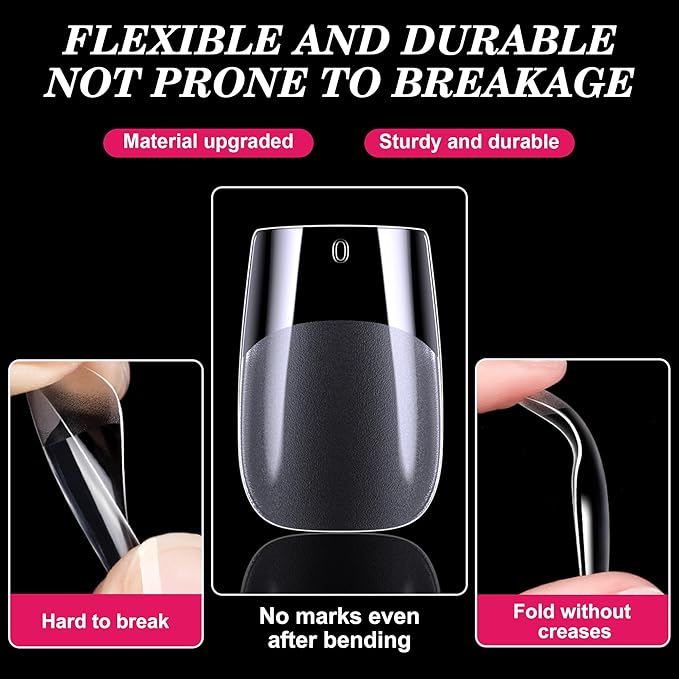 Short Square Nail Tips, 360Pcs Soft Gel Full Cover Nail Tips for Soak off Nail Extensions, Half Matte Clear False Gel Nails for Salons and DIY Nail Art, 15 Sizes